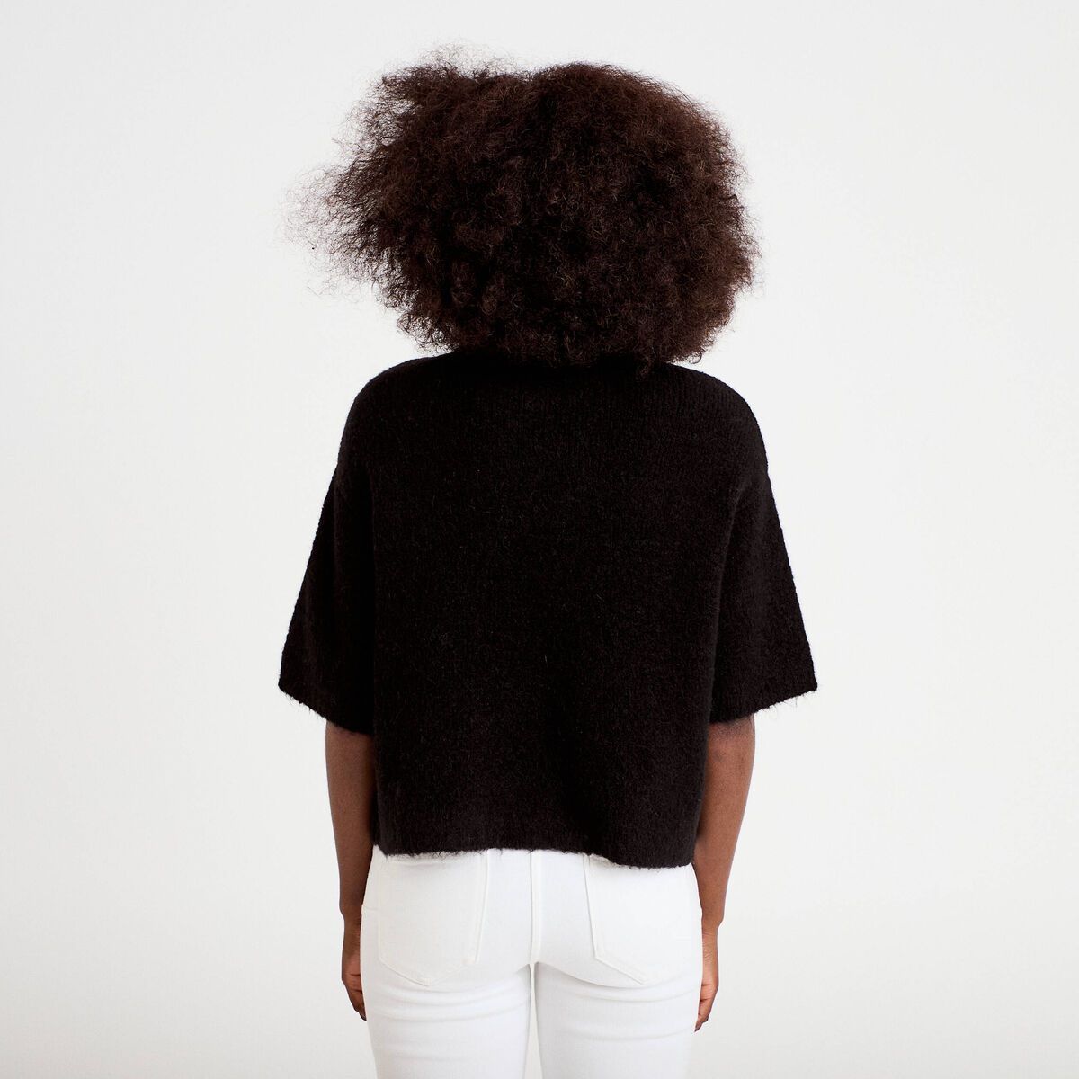 Pull manches courtes noir femme