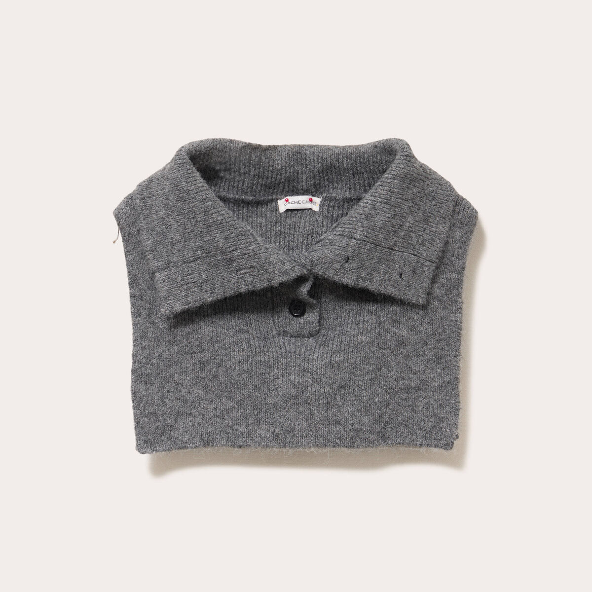 Col plastron en maille gris foncé femme