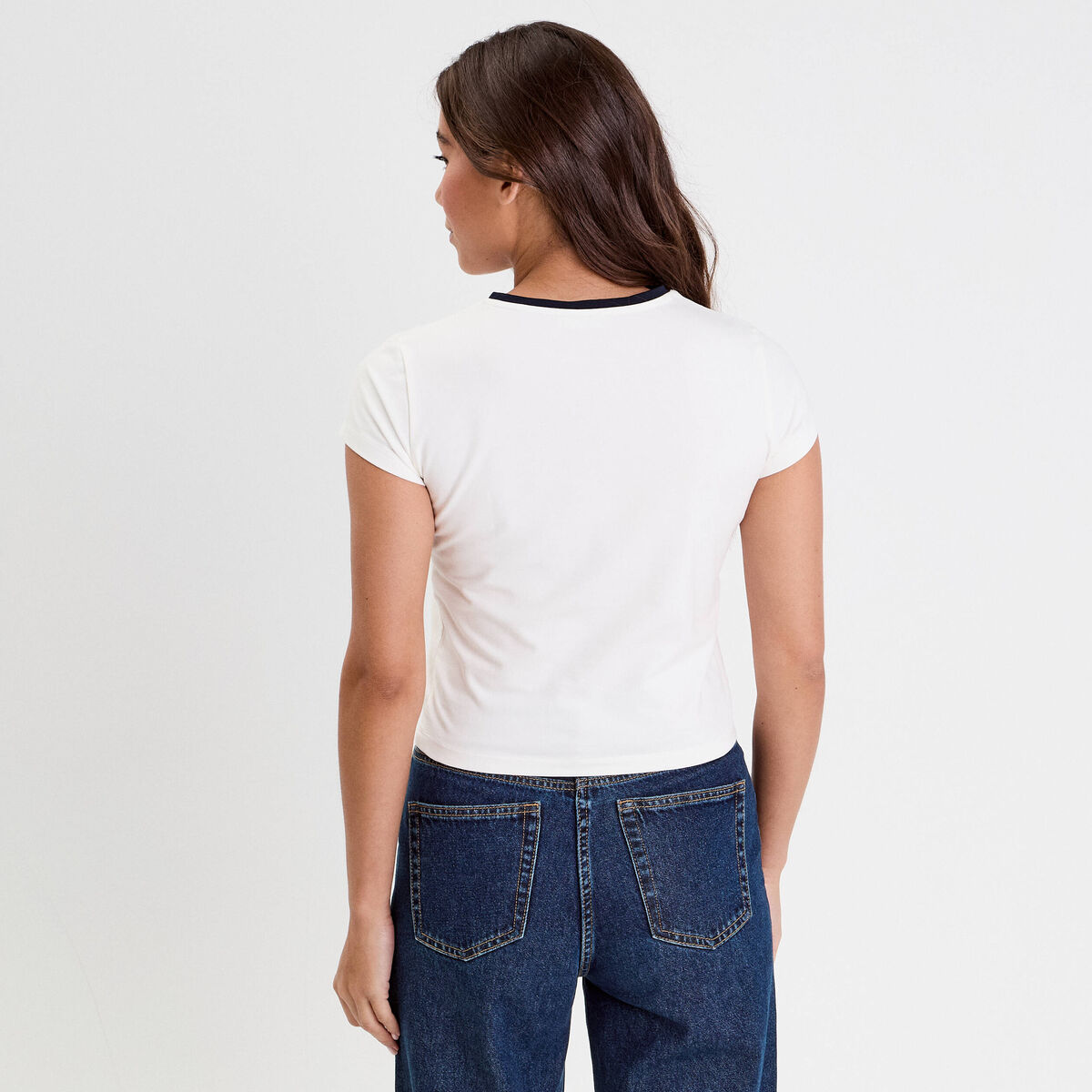 T-shirt manches courtes ecru femme