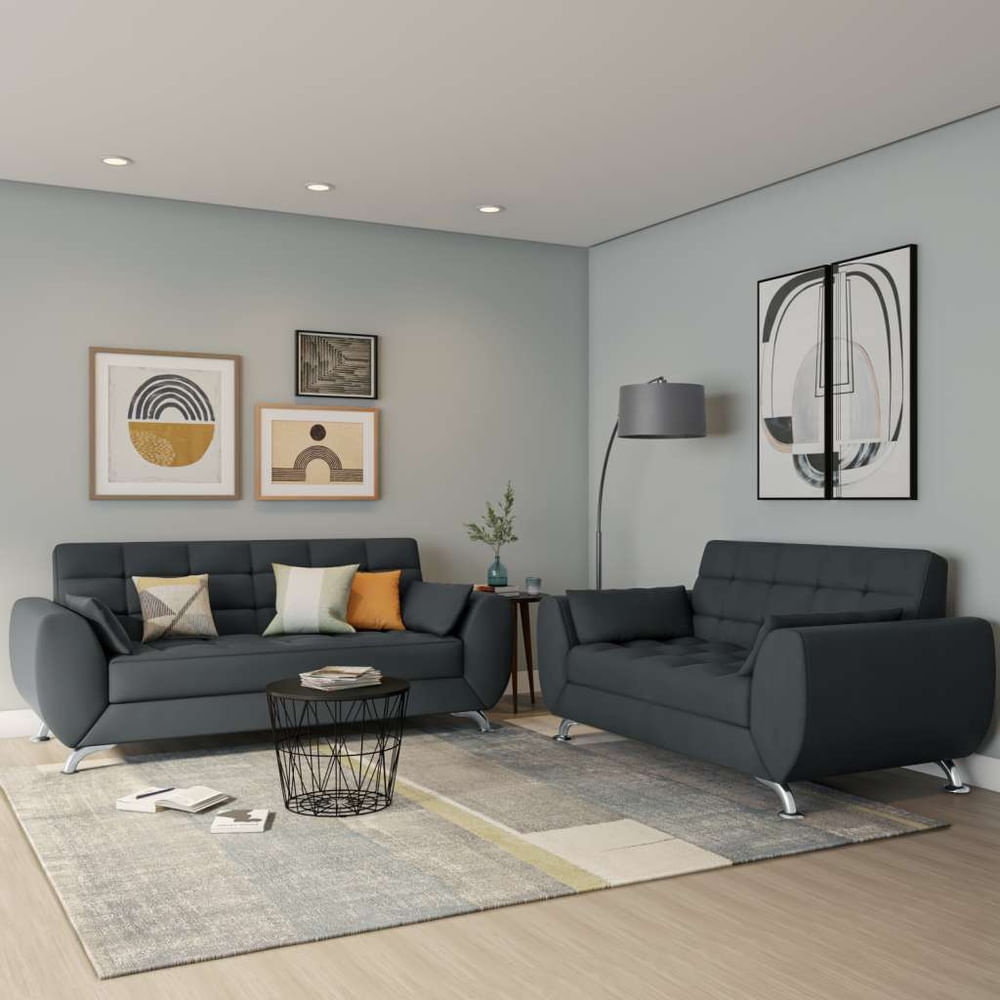 Conjunto de Sofá 2 e 3 Lugares Larissa ii Suede Cinza em Promoção | Ofertas na Americanas