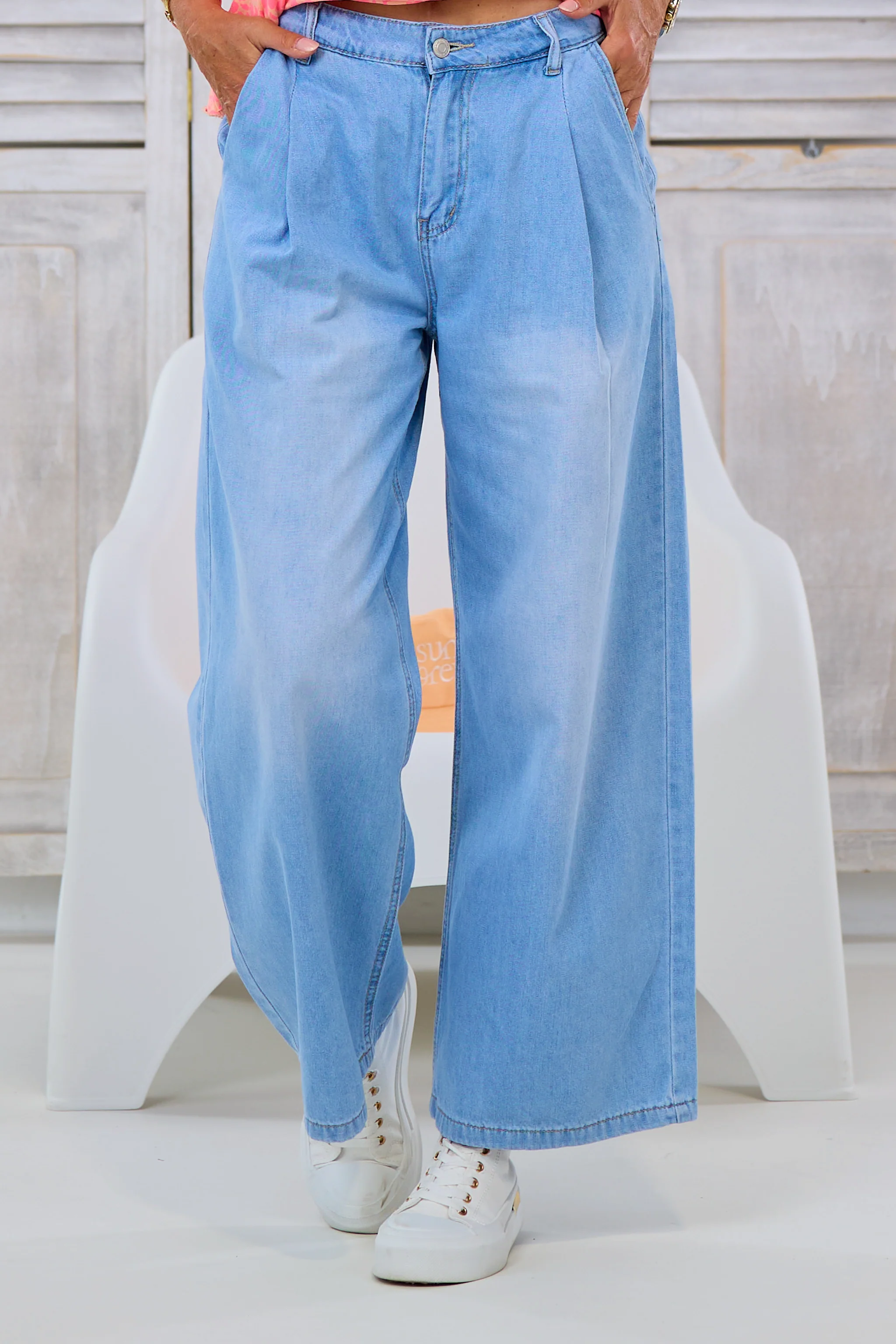 Palazzo-Jeans, denim blue
