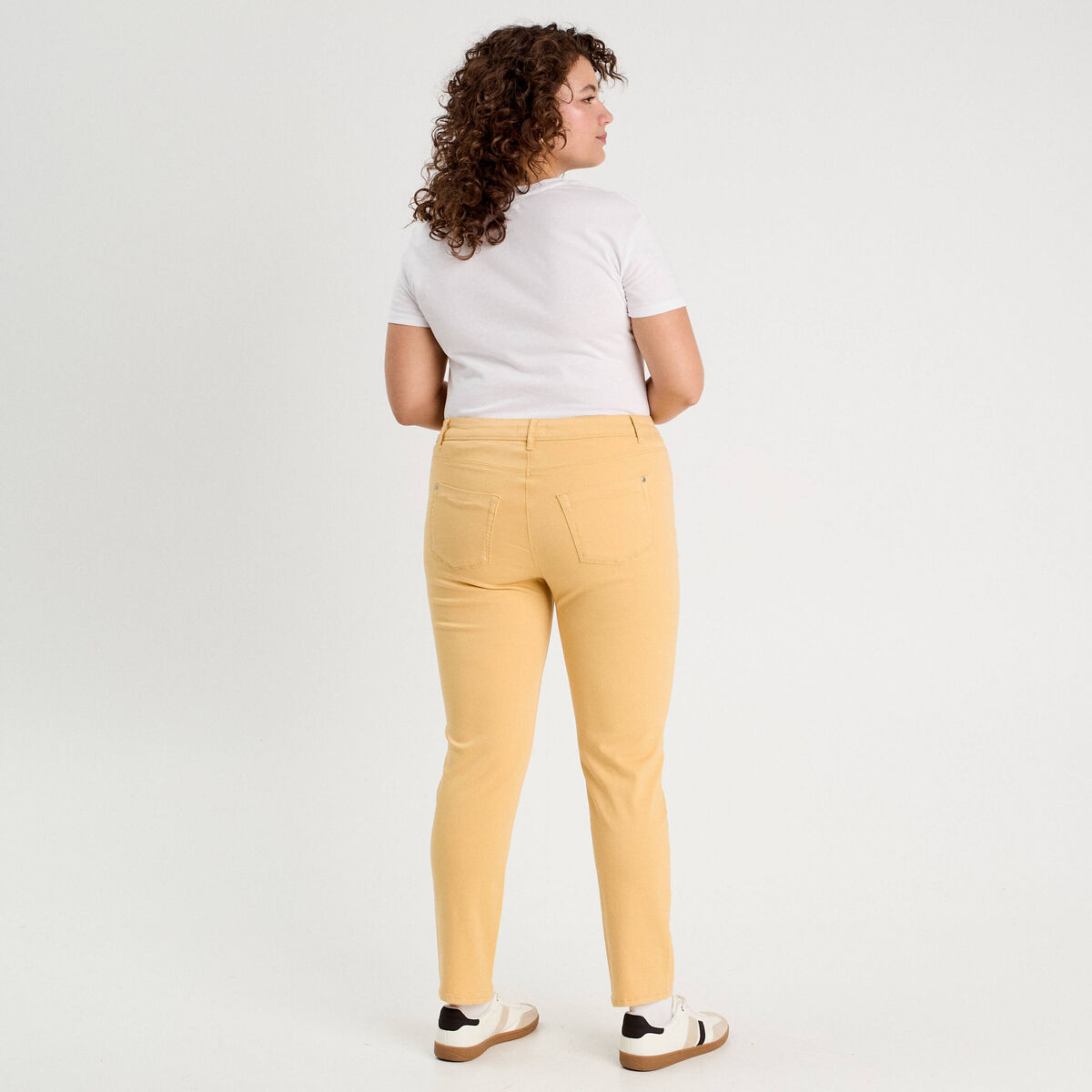 Jeans slim 5 poches jaune clair femme
