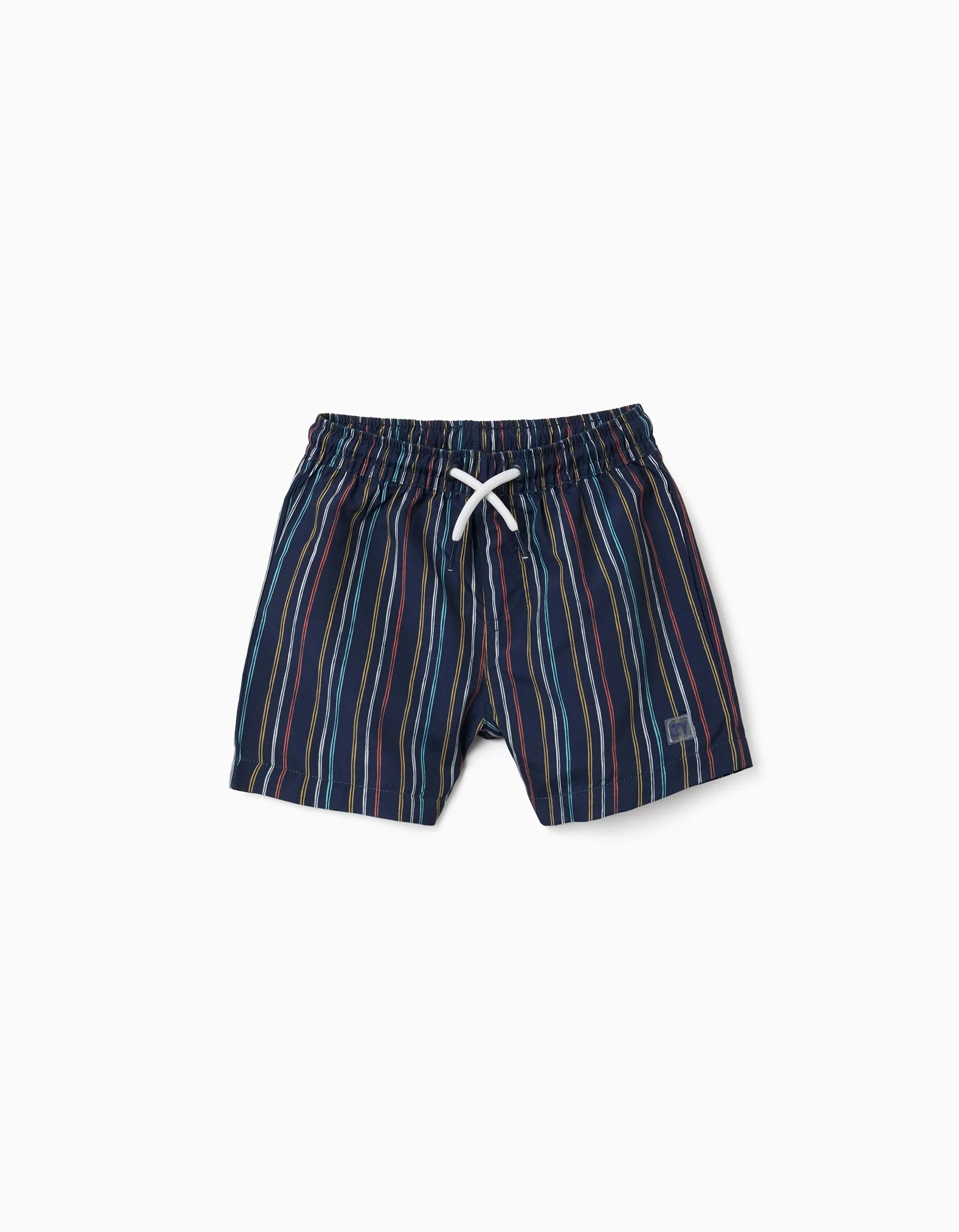 Striped swim shorts with drawstring for baby boys, multicolour