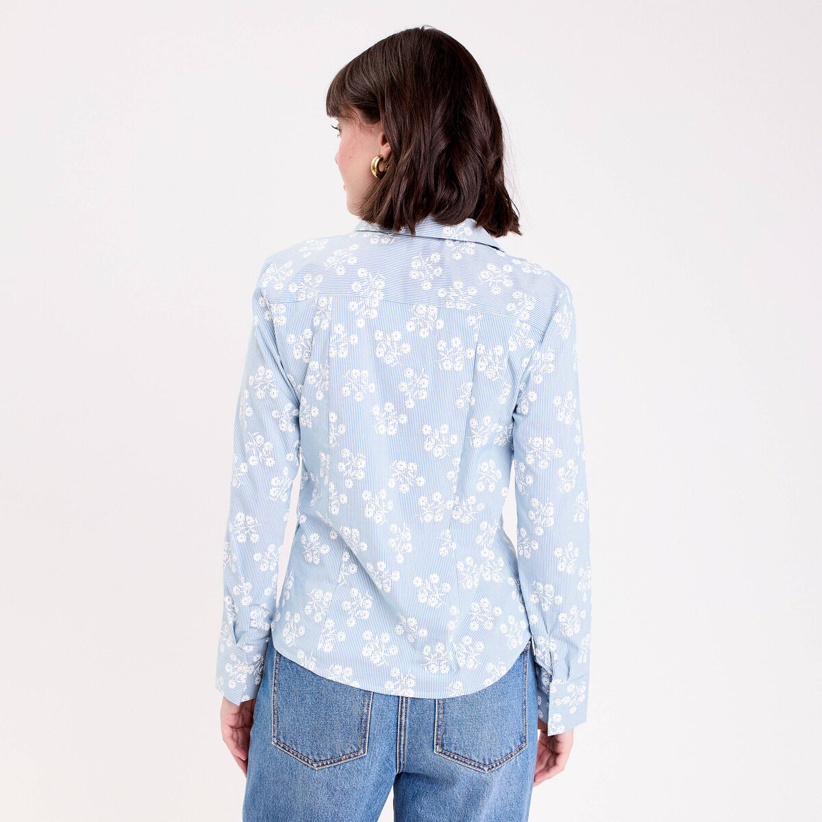 Chemise ajustée manches longues bleu roi femme