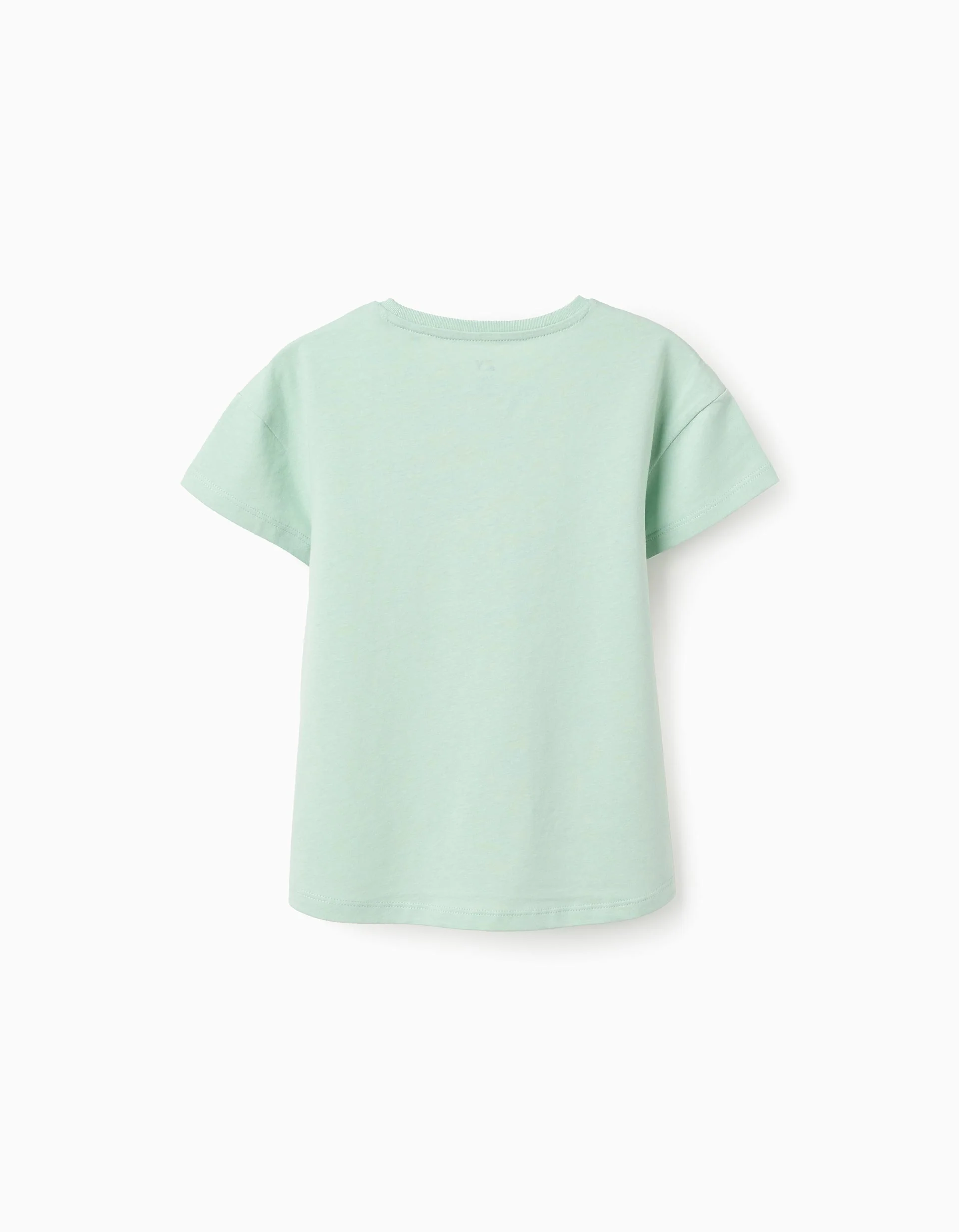 Cotton T-shirt with starfish print for girls, light green