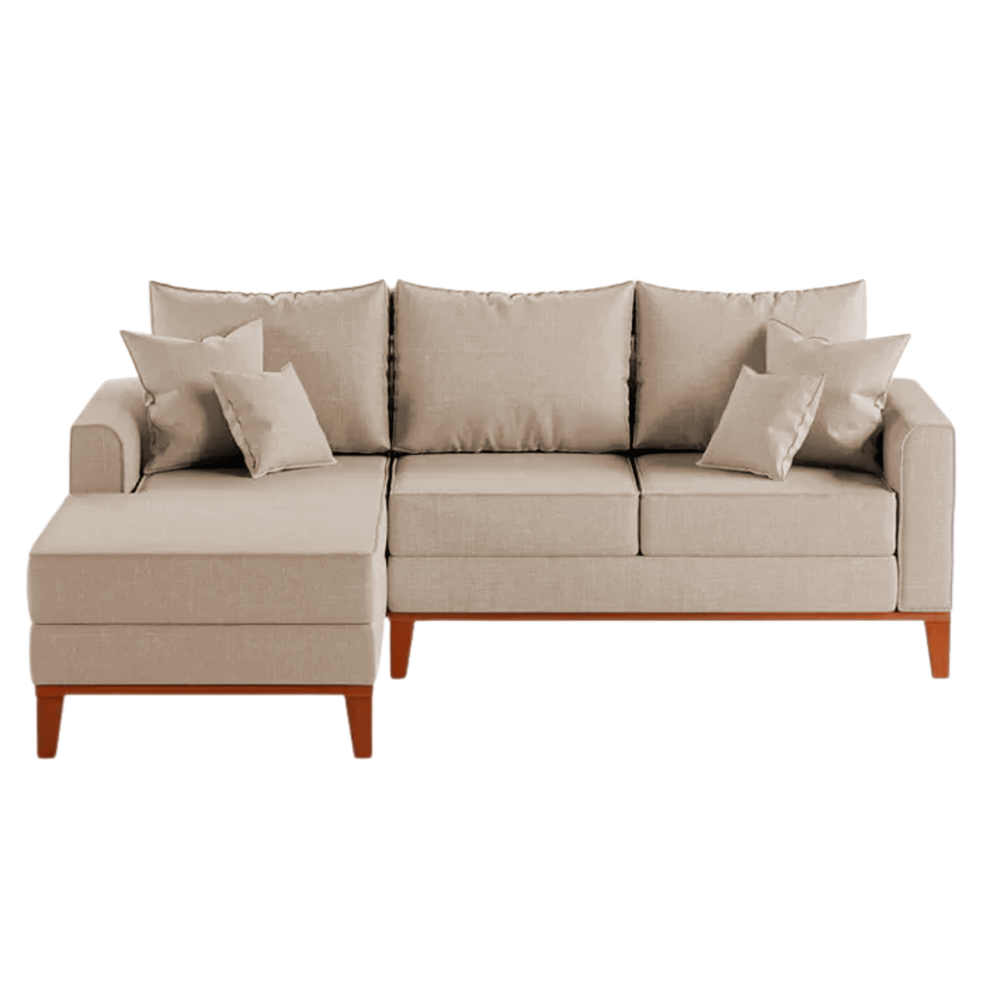 Sofá 3 Lugares Beny com Chaise Esquerdo Linho Cru