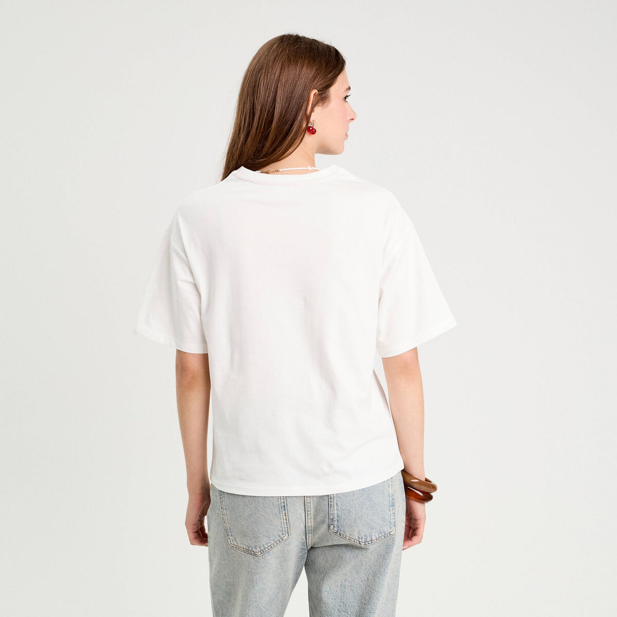 T-shirt manches courtes ecru femme