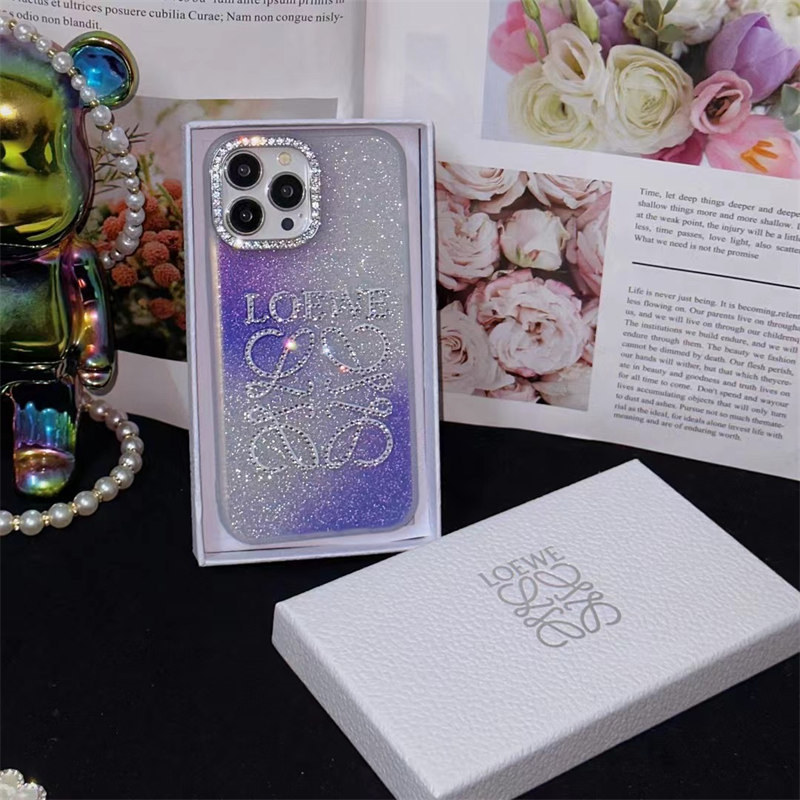 iphone16 ケース ロエベ iphone ケース ハイ ブランド iphone16pro ケース キラキラ loewe iphone15/15pro ケース iphone14/13/12 ケース 可愛い ブランド レディース