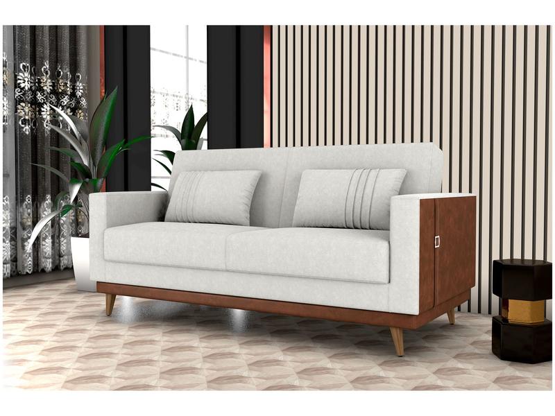 Sofá-cama 3 Lugares Casal Reclinável Facto e Linho Matrix Esther