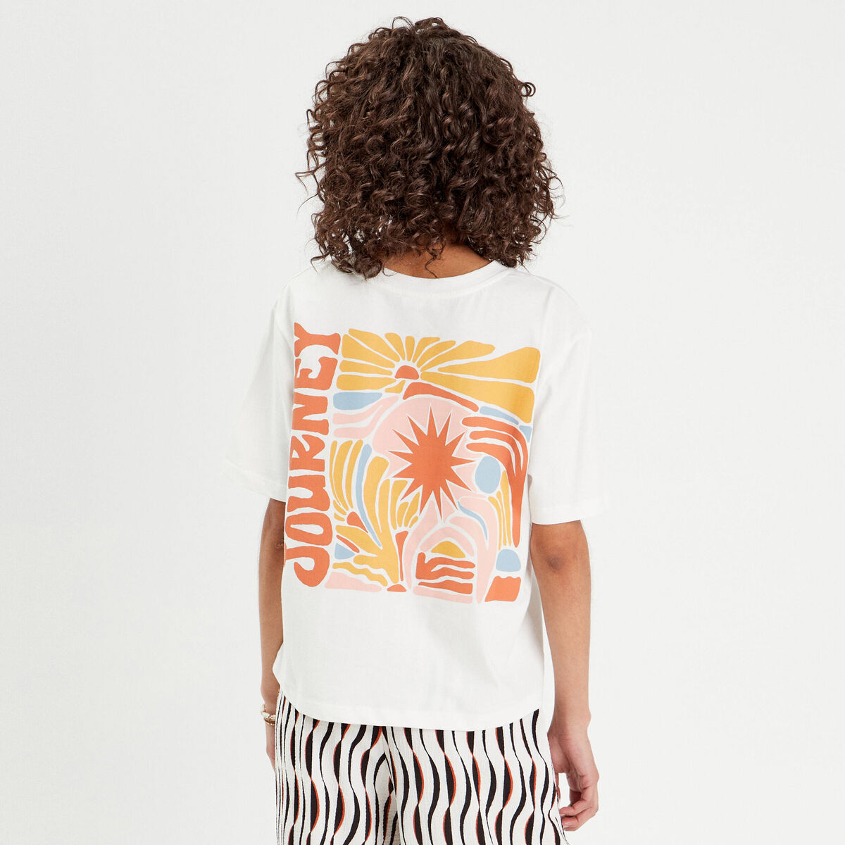 T-shirt manches courtes ecru femme