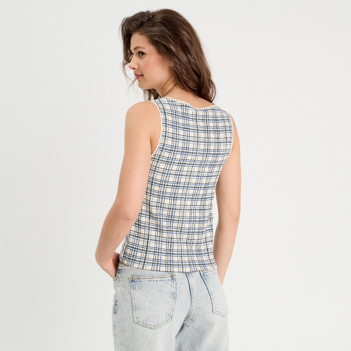 Débardeur avec noeuds blanc femme