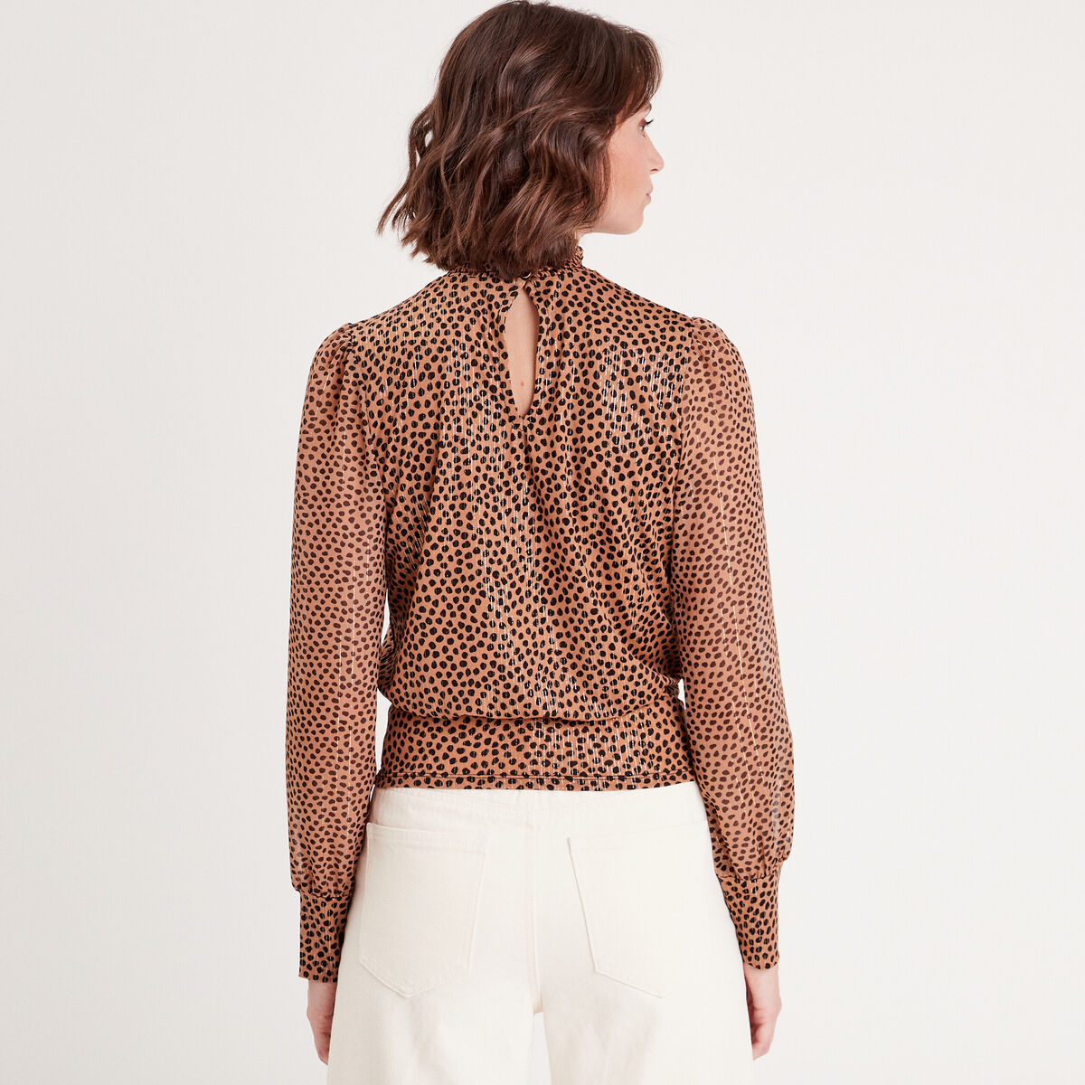 Blouse manches longues beige femme