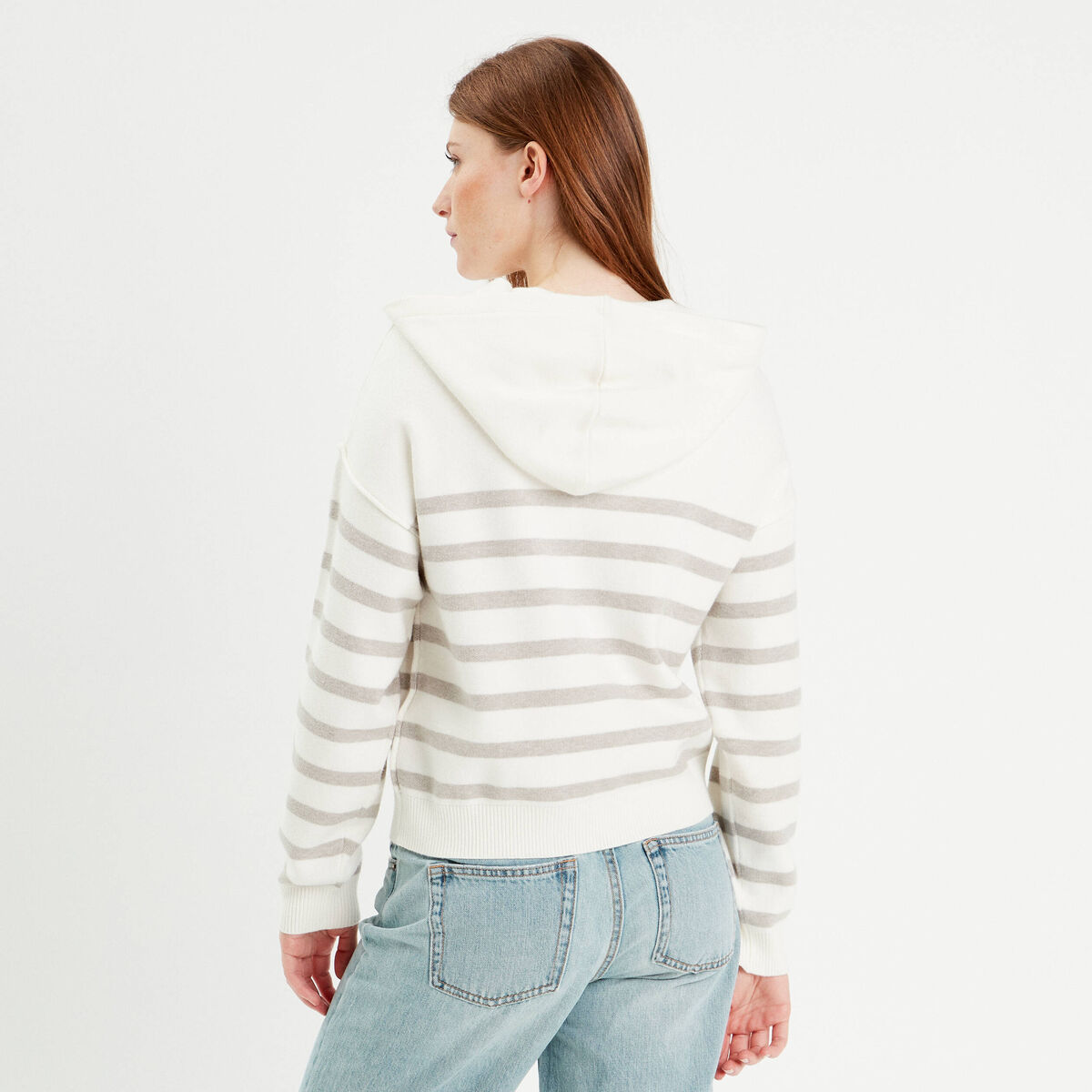 Pull à capuche gris clair femme