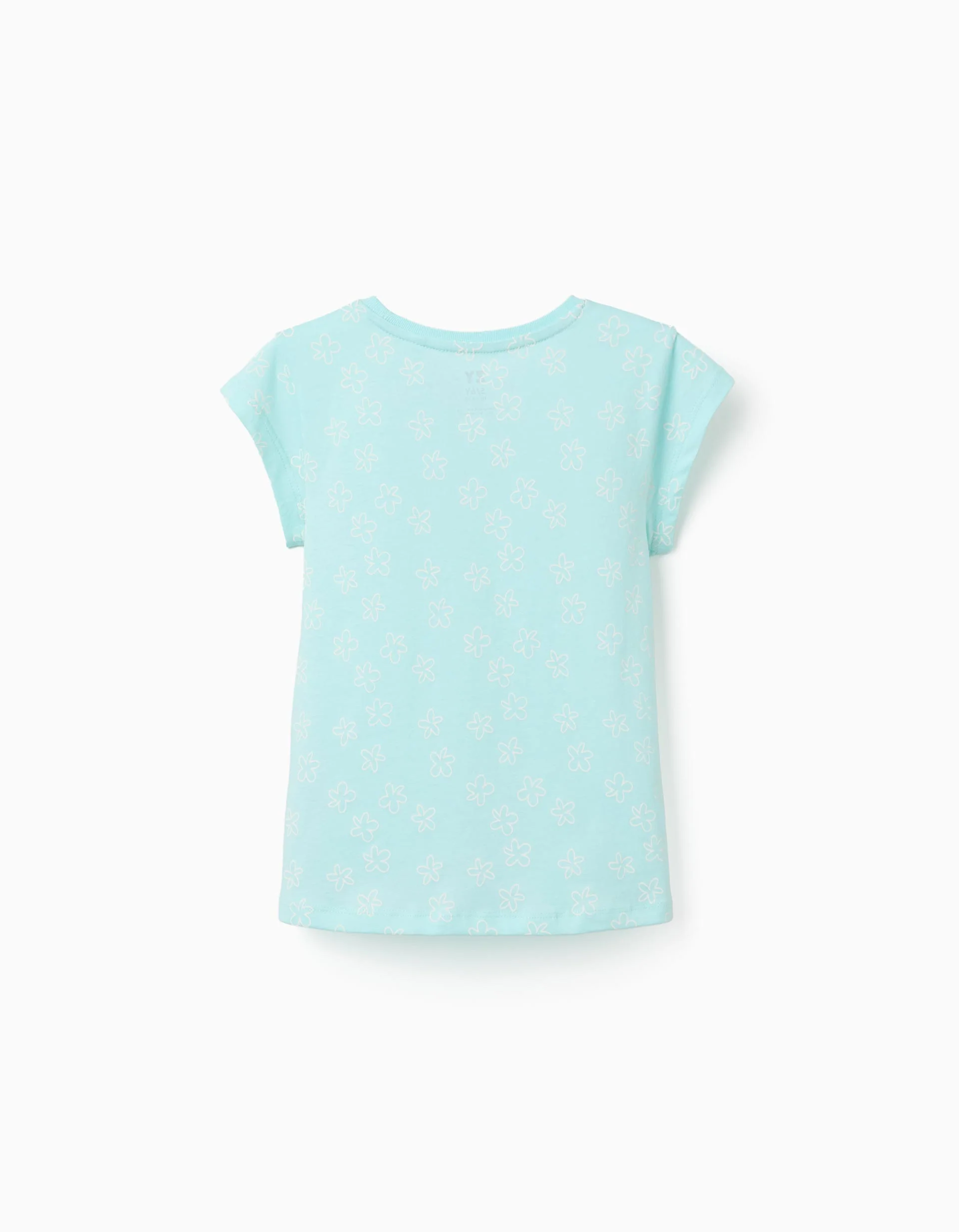 Pack of 2 cotton T-shirts with summery prints for girls, blue/white