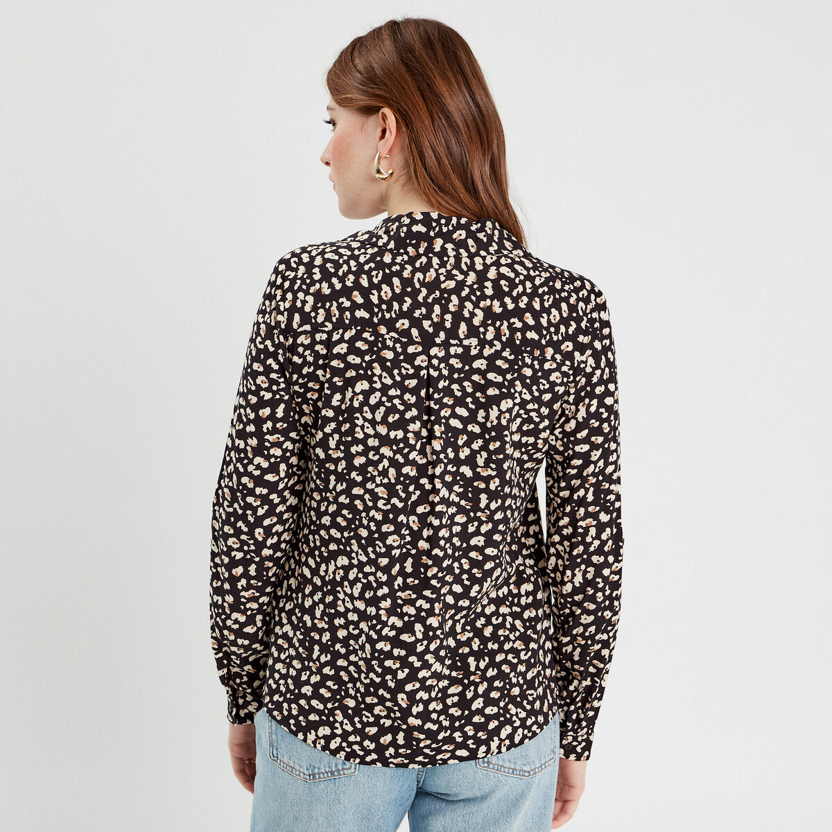 Chemise manches longues noir femme