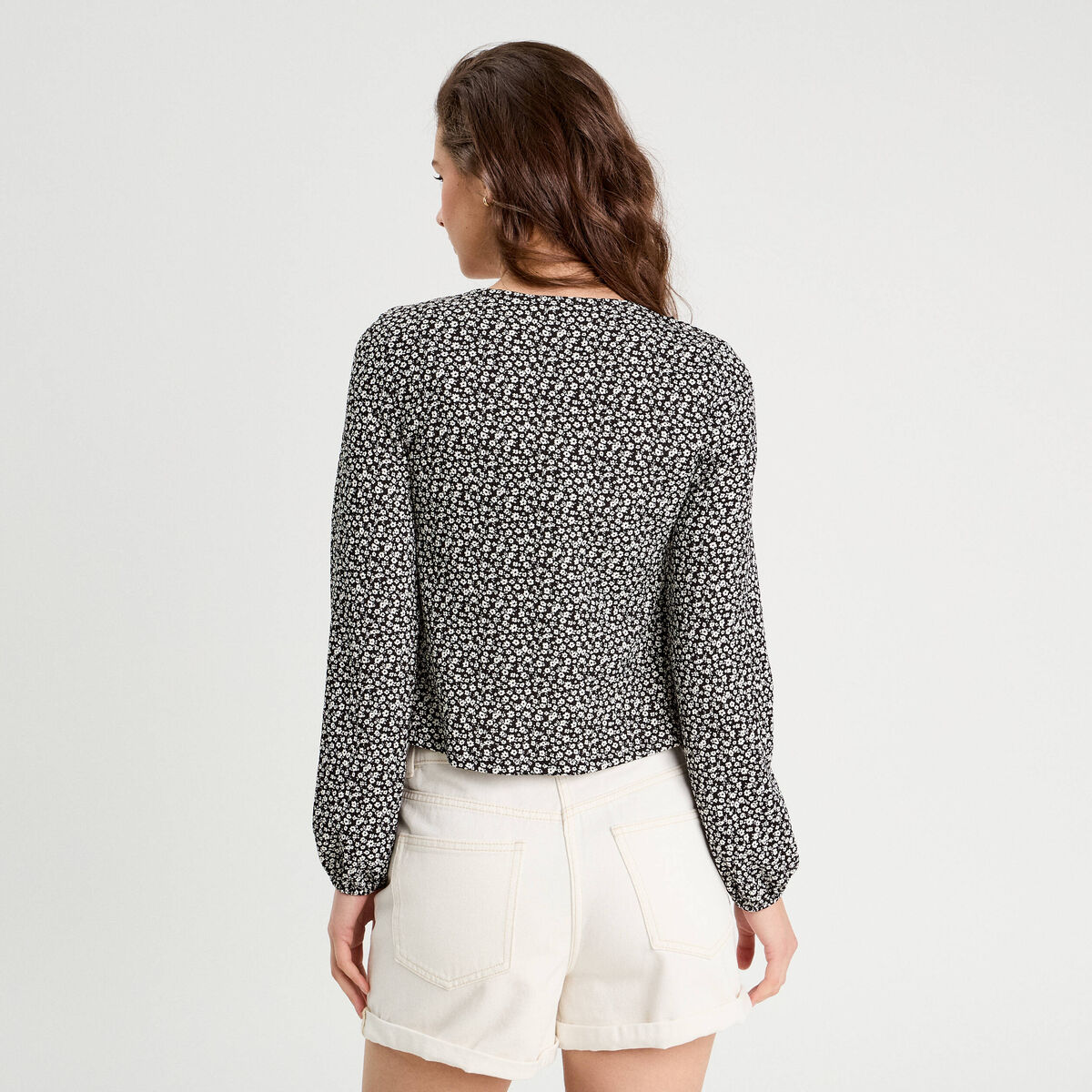 Blouse avec noeuds noir femme