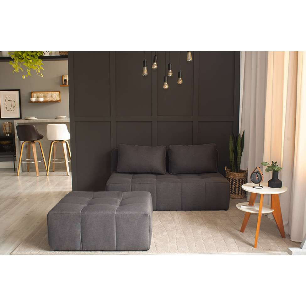 Sofá Modular 2 Lugares com Puff Soho Linho Grafite em Promoção | Ofertas na Americanas