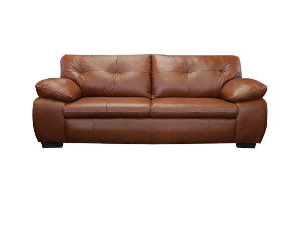 Sofá de Couro Marselha 3 Lugares - Conhaque com Brilho