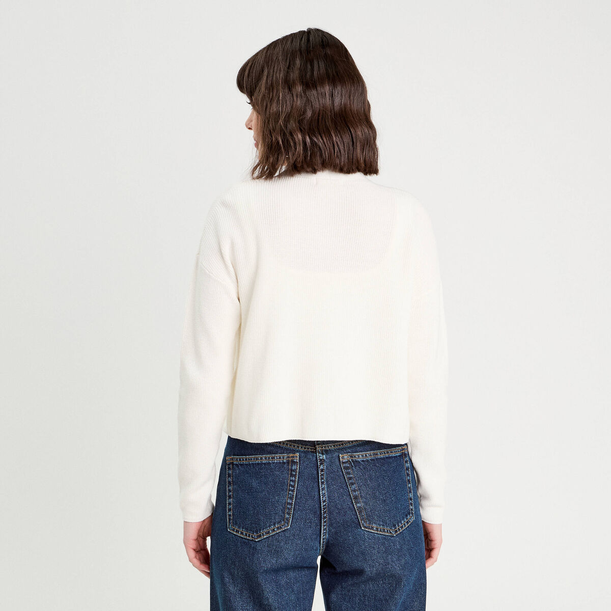 Gilet manches longues ecru femme