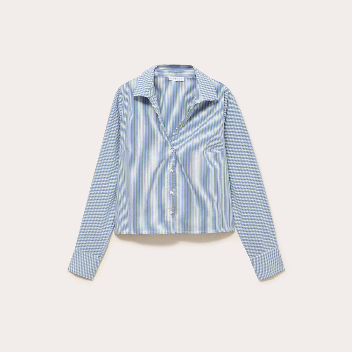 Chemise droite courte col classique vert femme