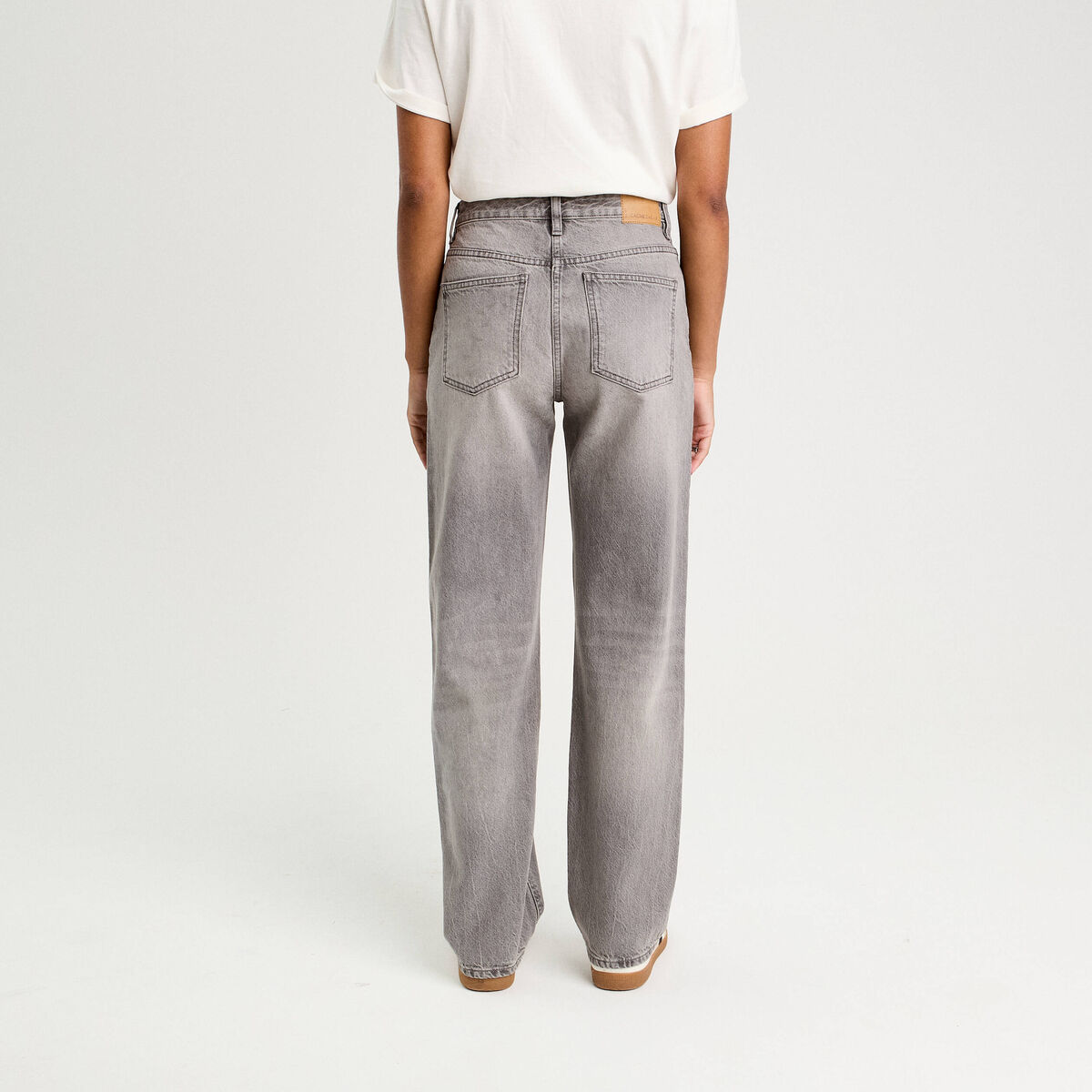 Jeans droit 5 poches denim gris femme