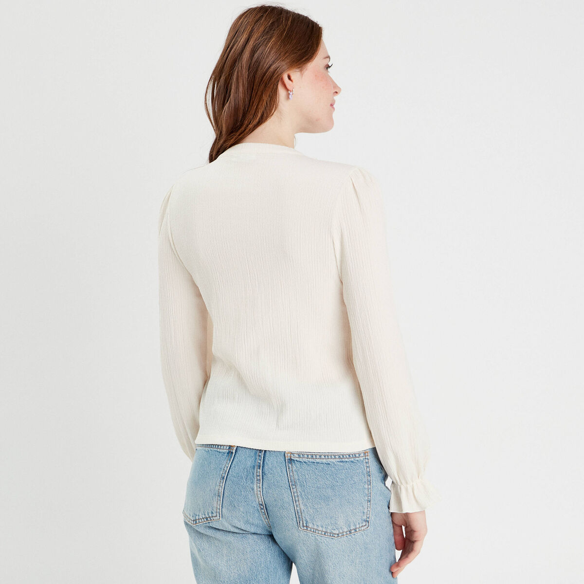 Blouse manches longues ecru femme