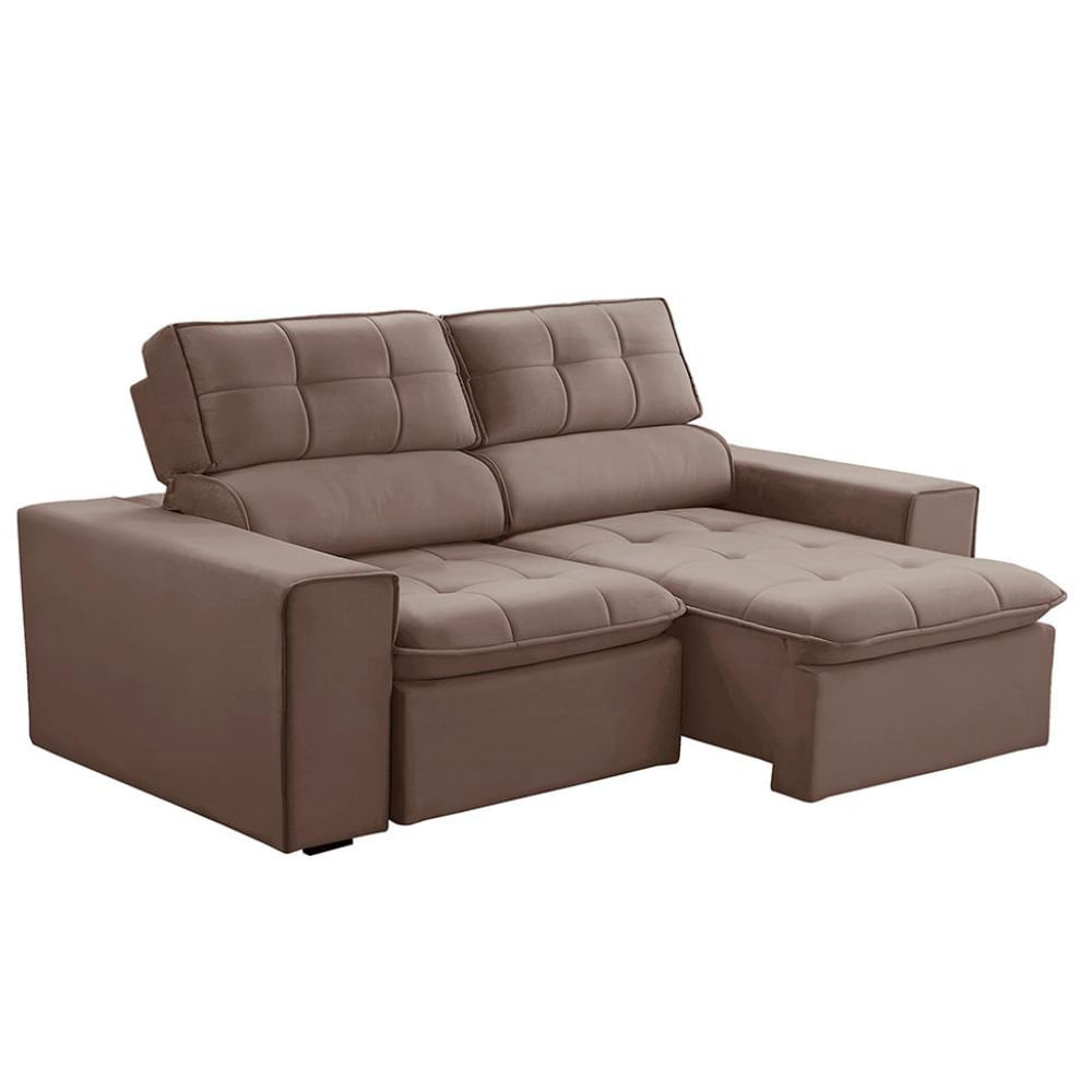 Sofá 2 Lugares Retrátil e Reclinável Atenas Veludo Rosê