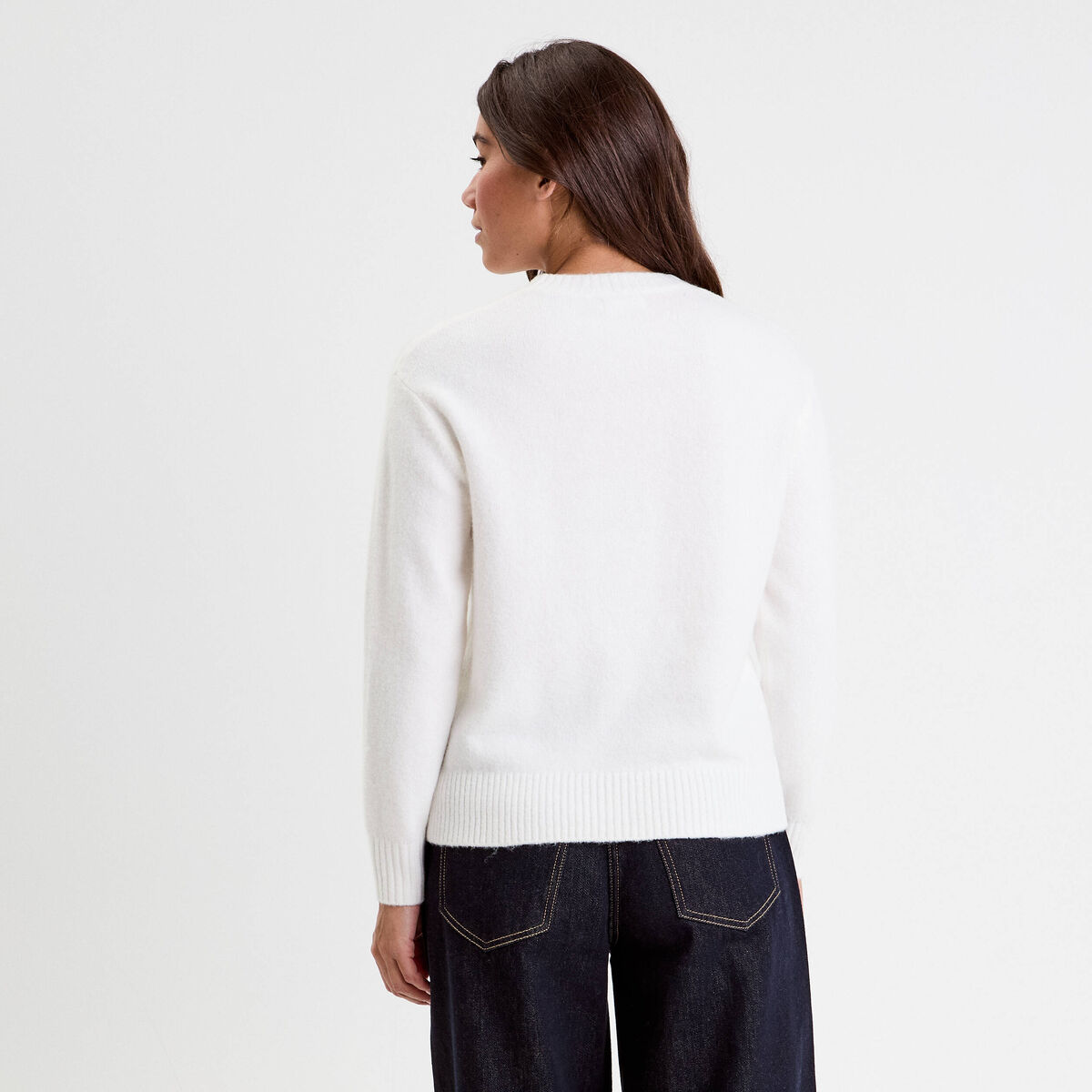 Pull manches longues ecru femme