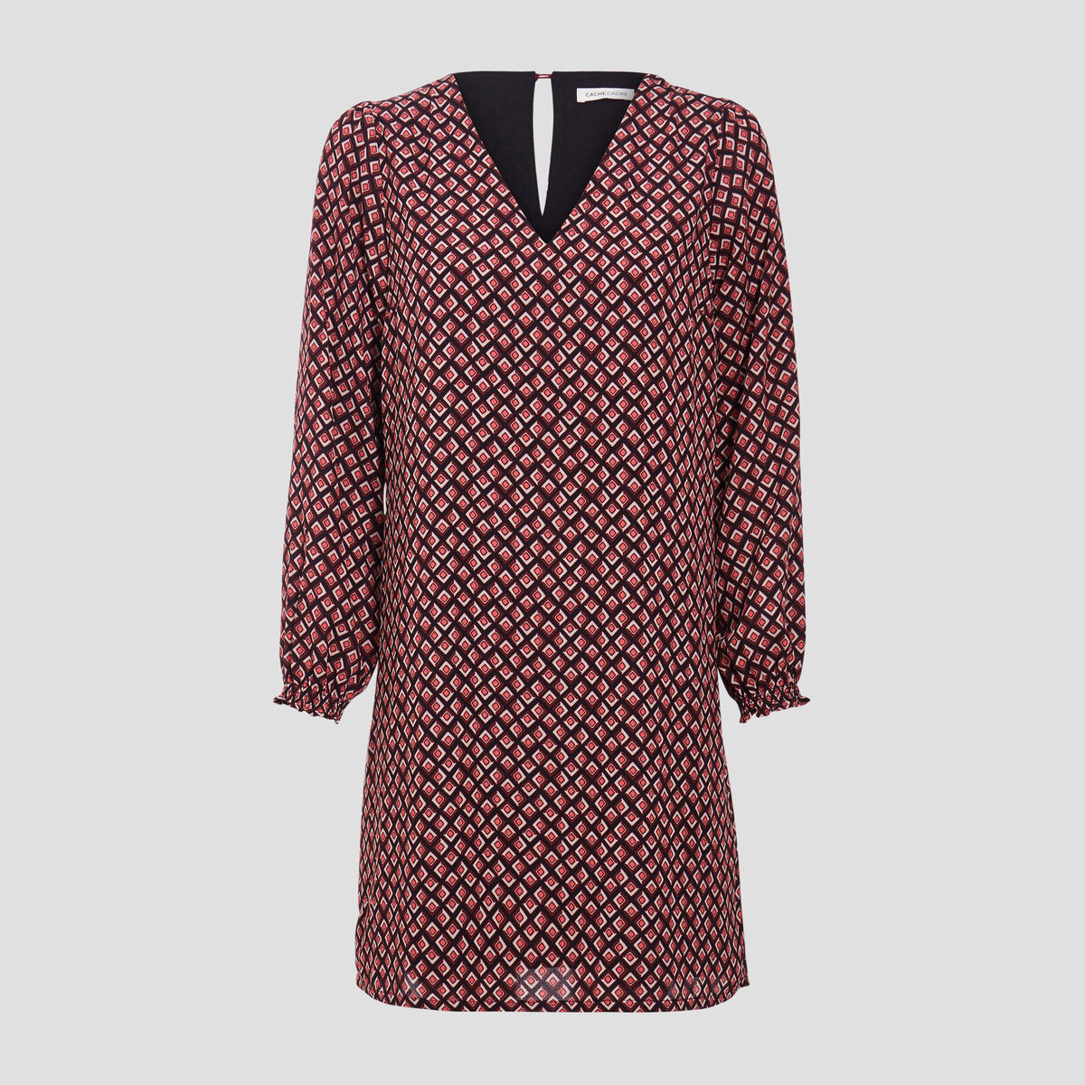 Robe droite manches longues bordeaux femme