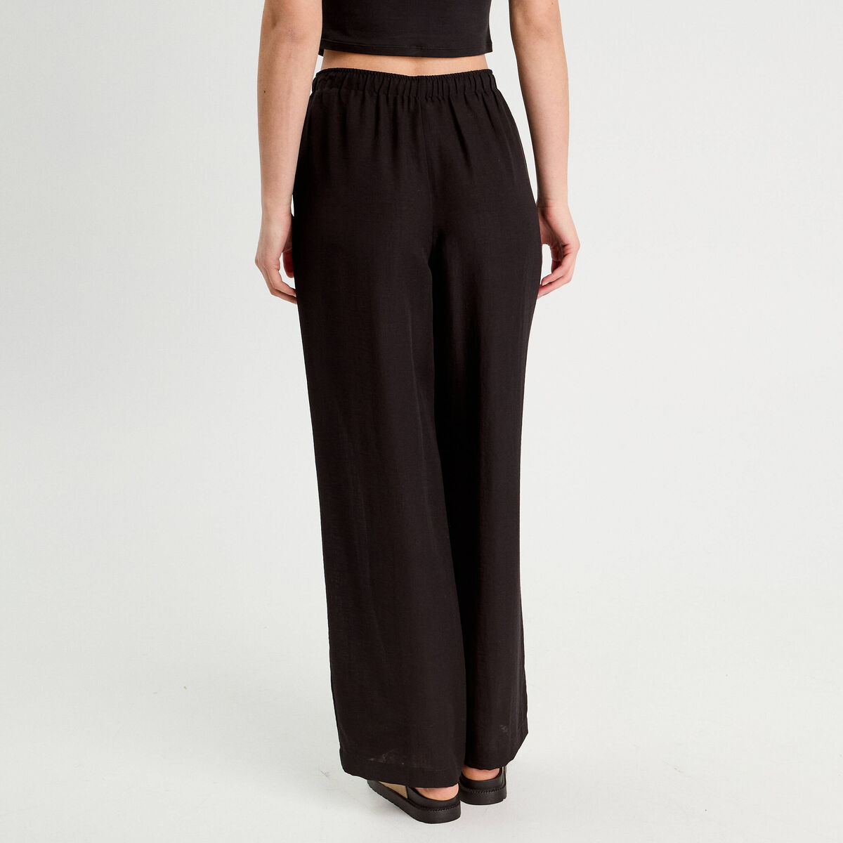 Pantalon large fluide noir femme