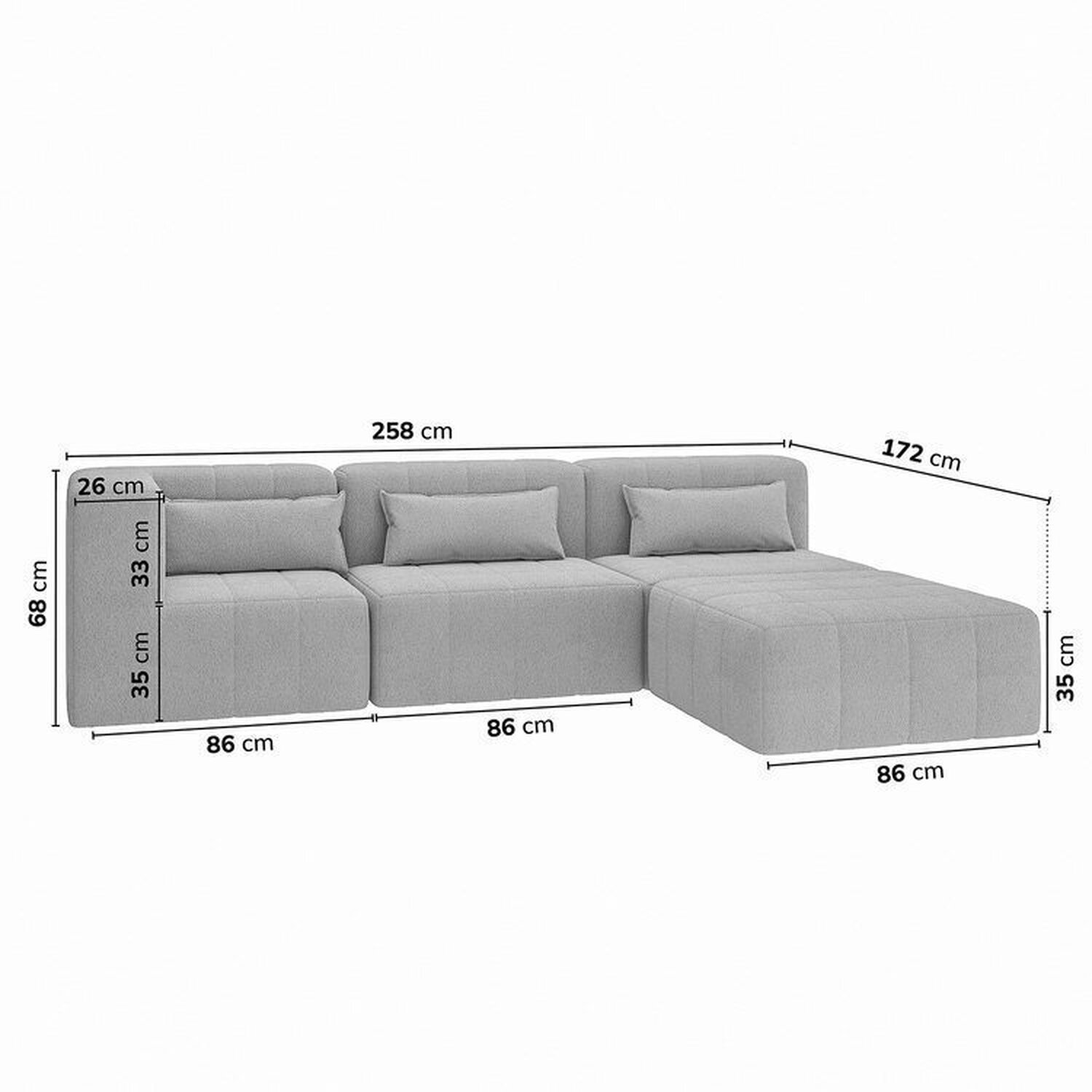 Sofá Modular de Canto 02 Poltronas 01 Canto e 01 Puff CabeCasa MadeiraOriginals