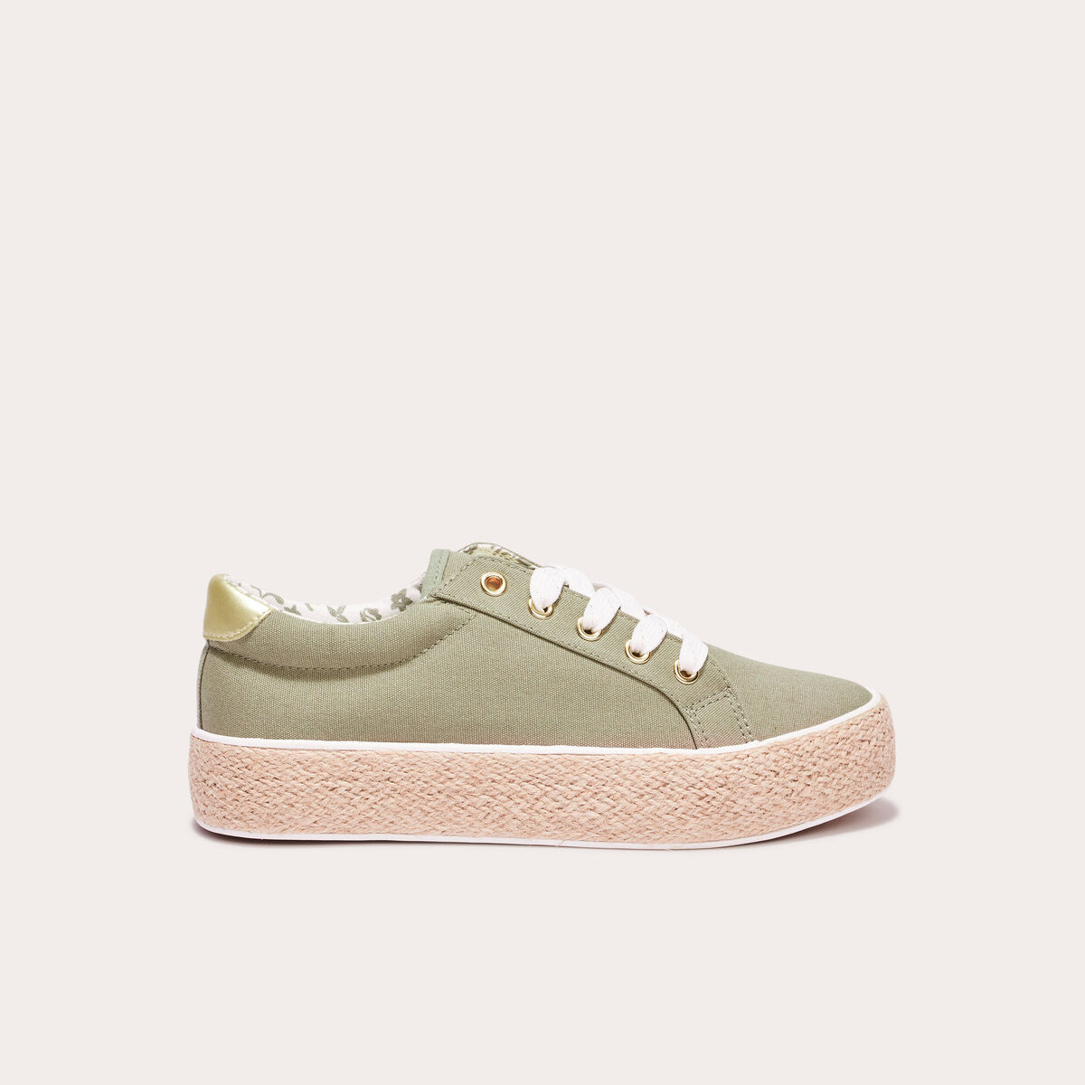 Espadrilles plates vert kaki femme