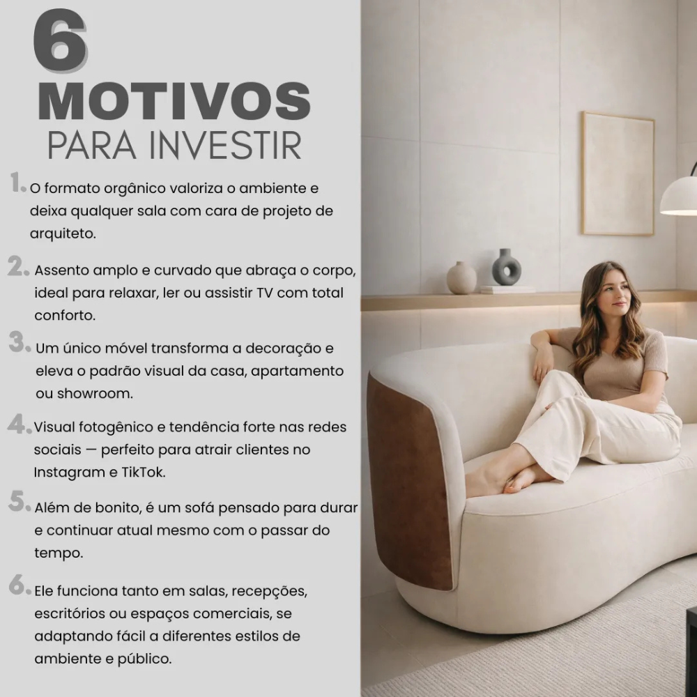 Sofá Orgânico 2 Lugares Curvo Living Star Confort