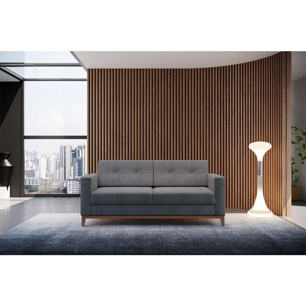 Sofá 2 Lugares Living Pés e Base em Madeira Linho Cotton Cinza em Promoção | Ofertas na Americanas