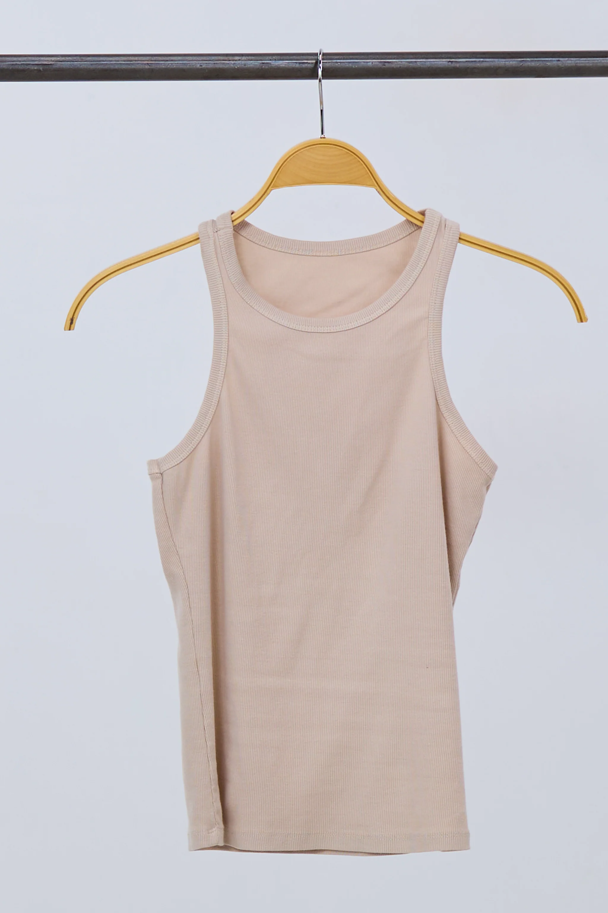 Geripptes Tanktop, beige