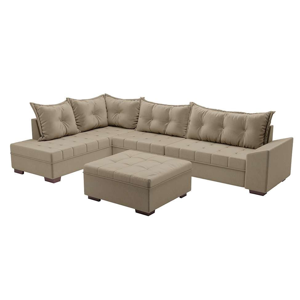 Sofá de Canto Itapema Veludo Capuccino em Promoção | Ofertas na Americanas