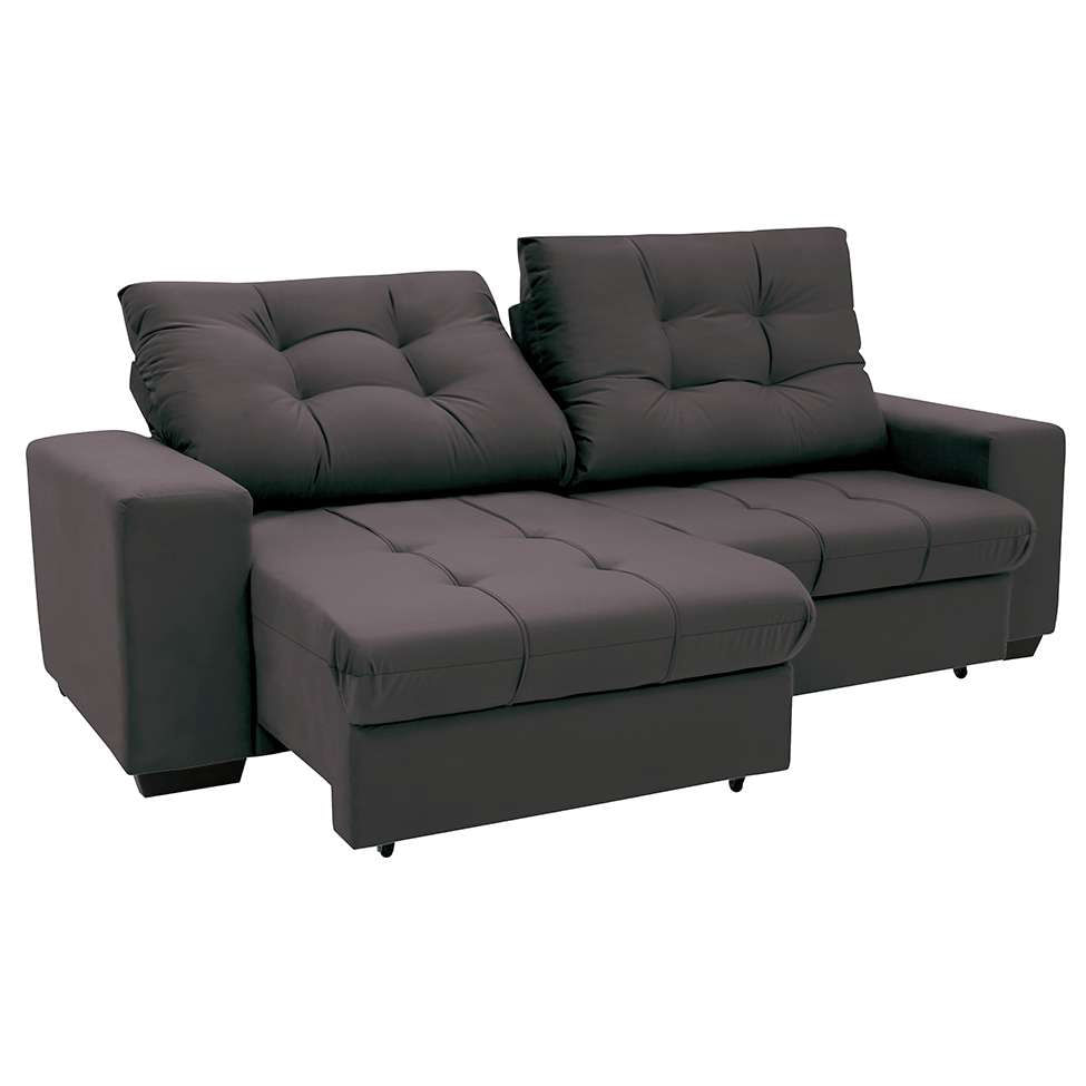 Sofá 3 Lugares Retrátil e Reclinável Biarritz Suede Castanho em Promoção | Ofertas na Americanas