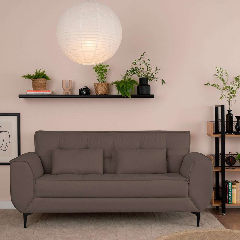 Sofá 3 Lugares Piacenza Linho Marrom 202 cm em Promoção | Ofertas na Americanas