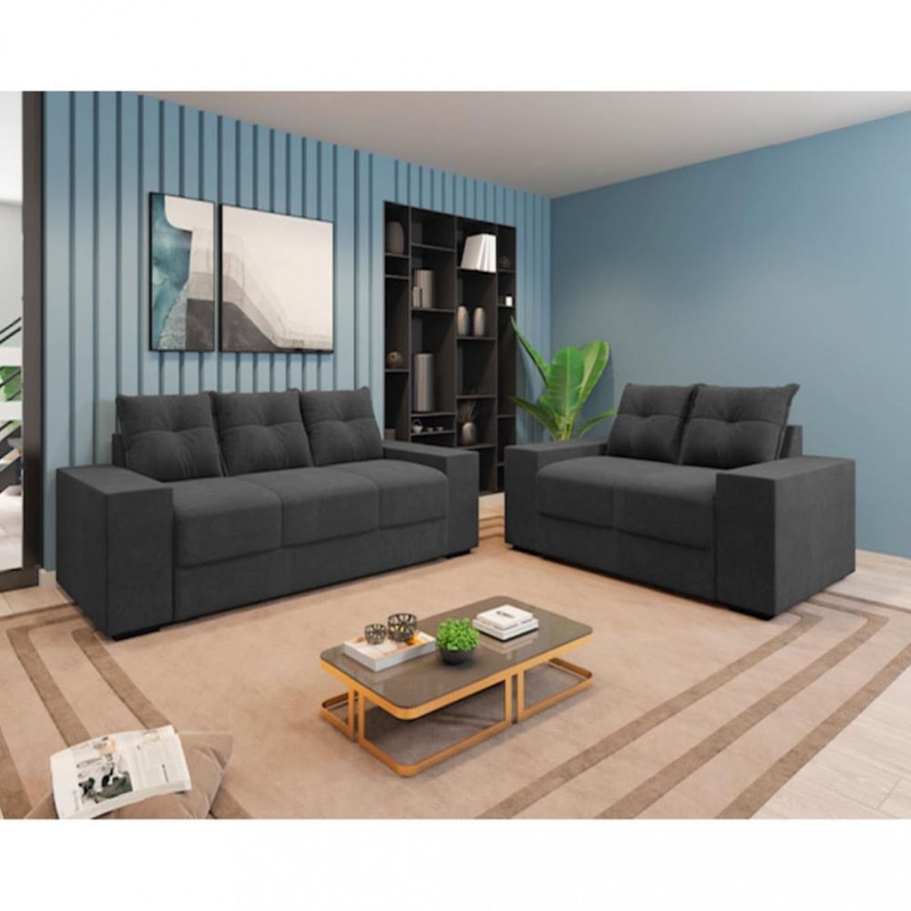 Conjunto Sofá 3 e 2 Lugares Suede Chamego Flash em Promoção | Ofertas na Americanas