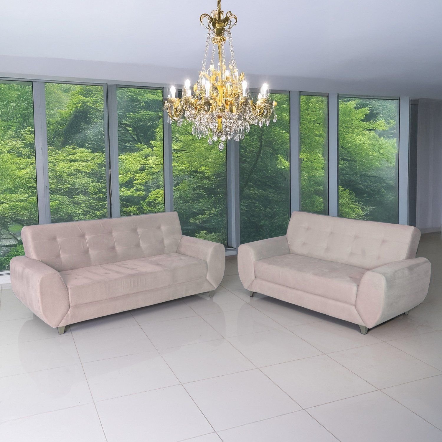 Conjunto de Sofás 3 e 2 Lugares Cristal