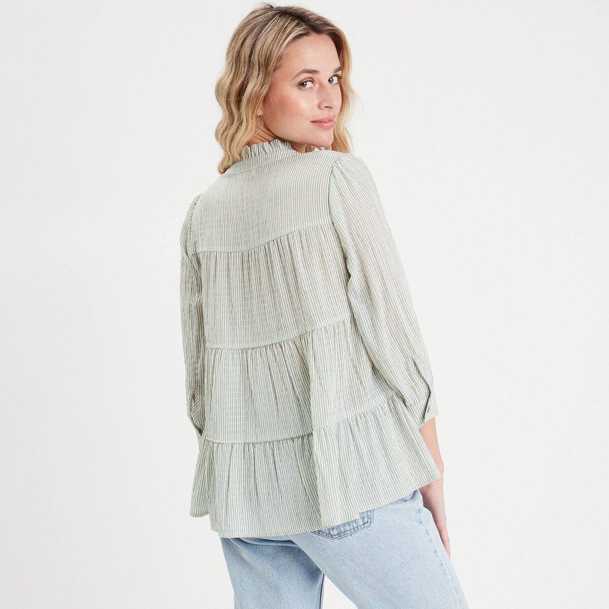 Blouse manches 3/4 vert femme