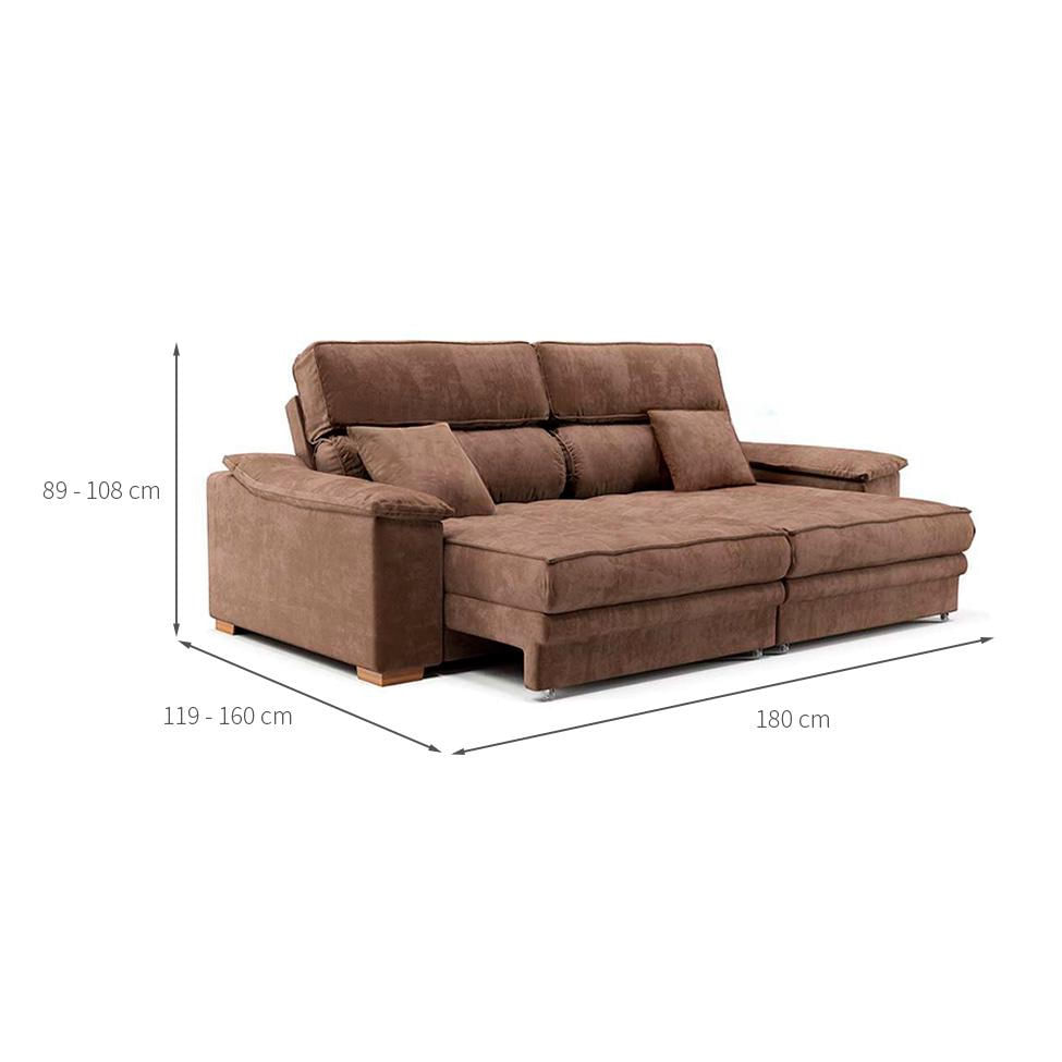Sofá 3 Lugares Retrátil e Reclinável Lupin Velosuede Marrom 180 cm em Promoção | Ofertas na Americanas