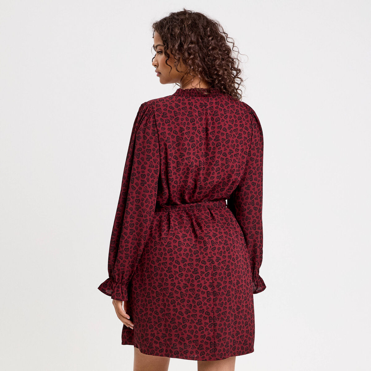 Robe droite ceinturée rouge foncé femme