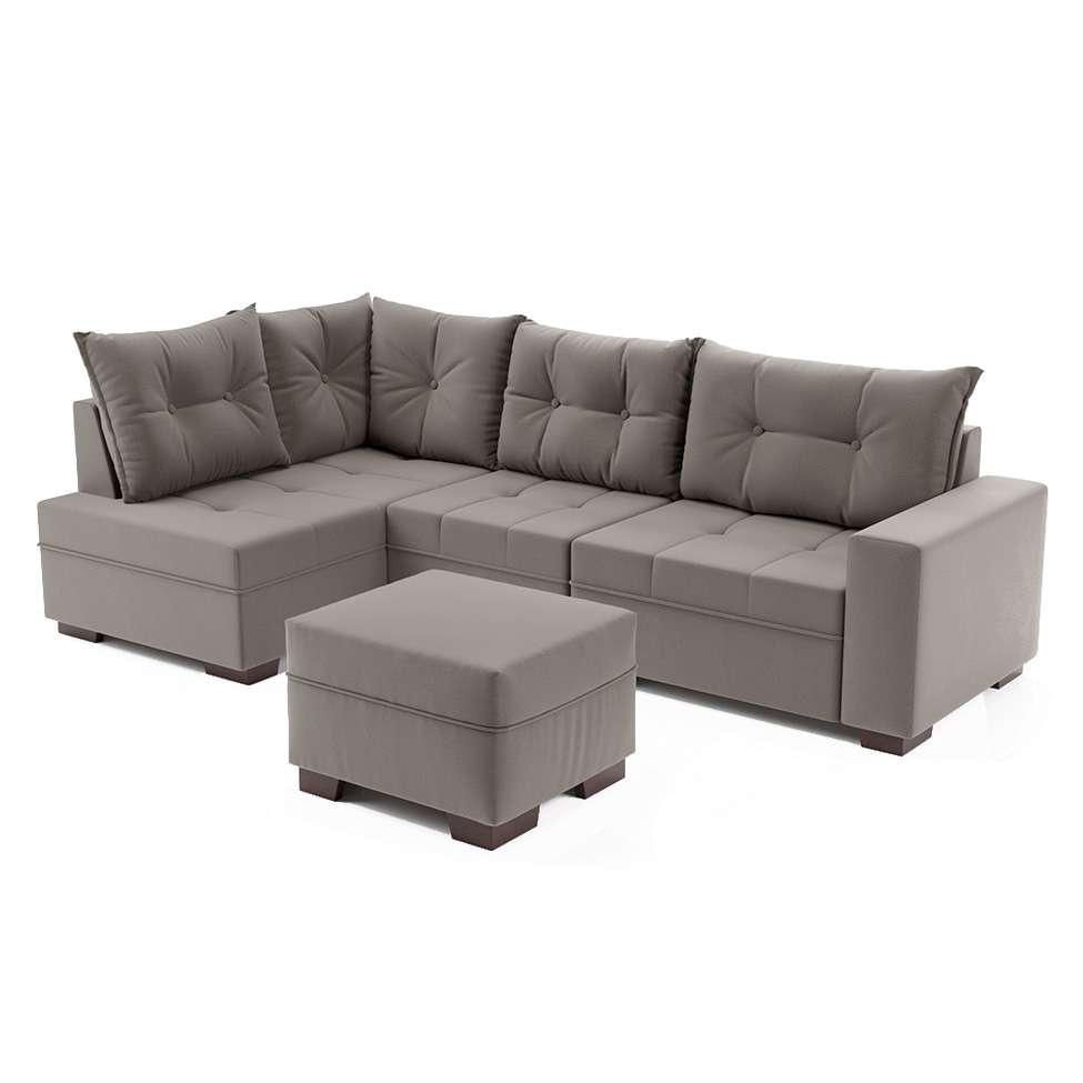 Sofá de Canto 7 Lugares Glória Suede Cinza em Promoção | Ofertas na Americanas