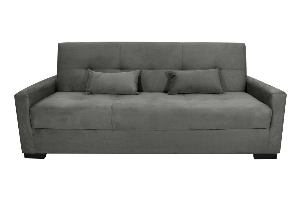Sofá Cama Lavínia 3 Lugares Suede Cinza Matrix