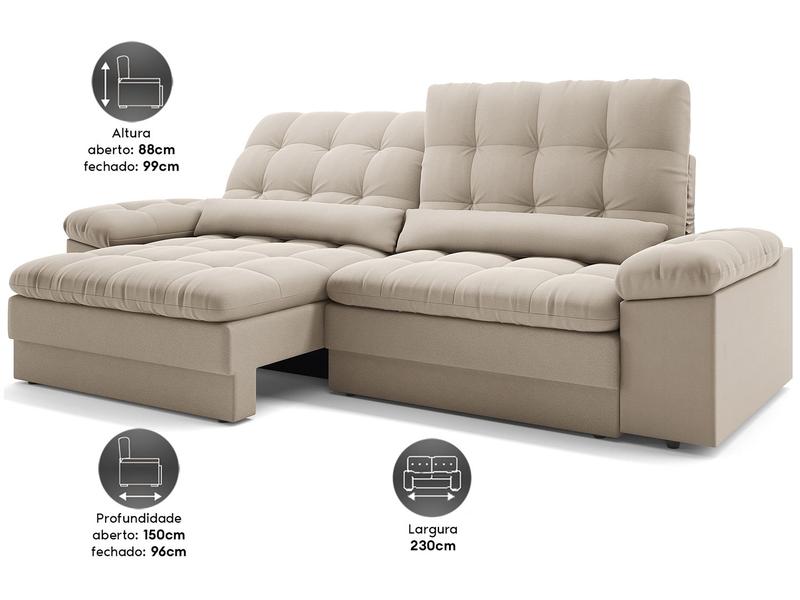 Sofá 4 Lugares Retrátil Reclinável Velosuede Cristal Next Sofás