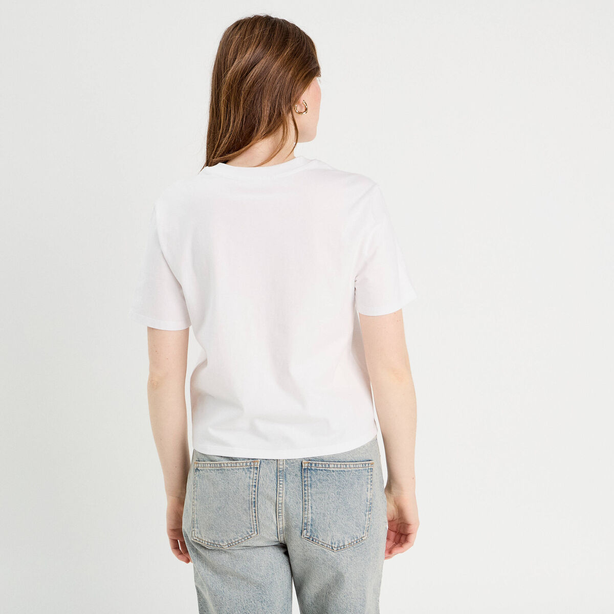 T-shirt détails fleurs sequins blanc femme