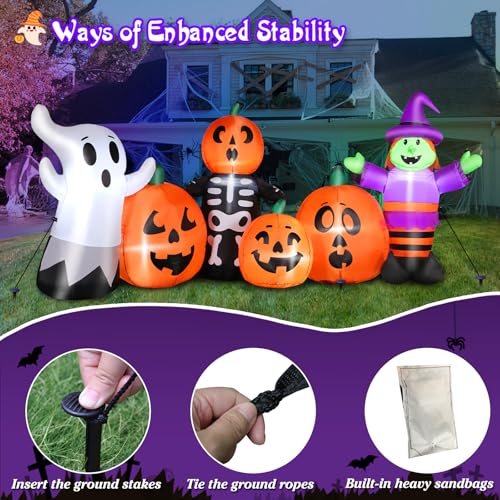 8 FT Halloween Inflatable Spider Outdoor Decorations for Yard, Giant Crawling Spider with LED Rotating Flame, Large Creepy Spider Props for Halloween Party Garden Lawn Patio Outside House Window Decor