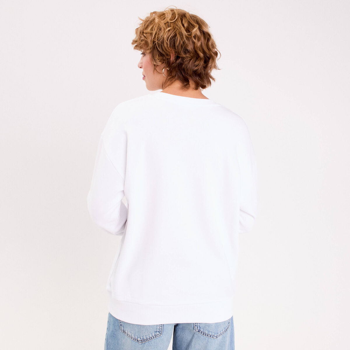 Sweat oversize manches longues blanc femme