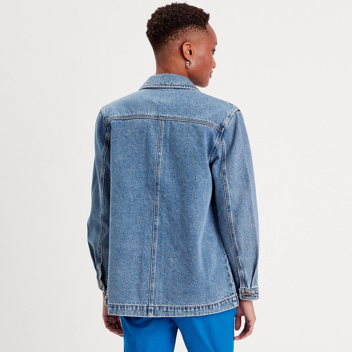 Surchemise en jean denim double stone femme